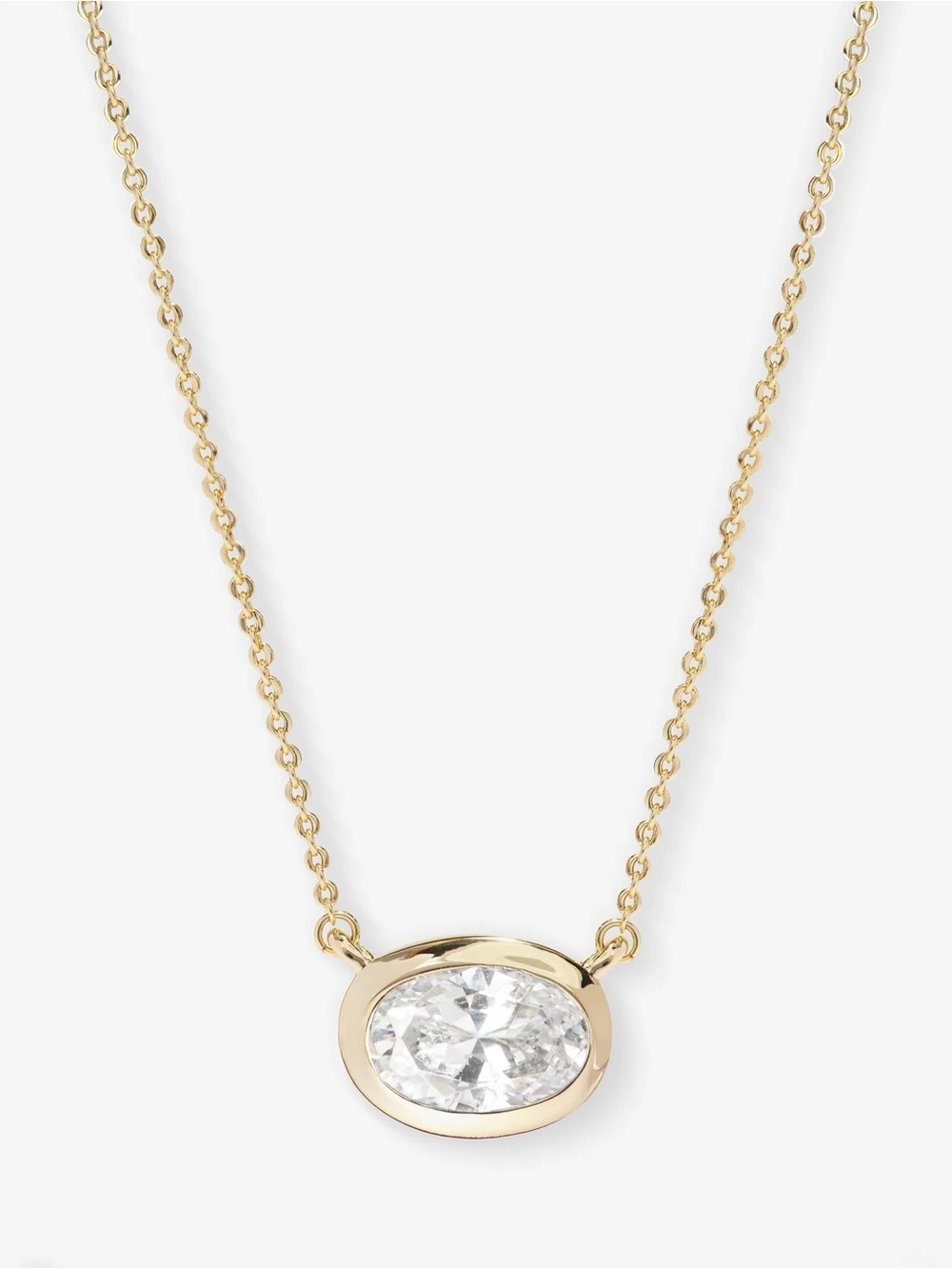 Melinda Maria Gold Oval Simulated Diamond Pendant Necklace